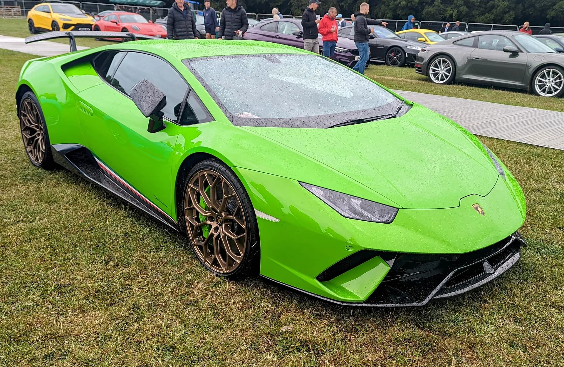 Green Lamborghini Huracán Performante front three-quarter view