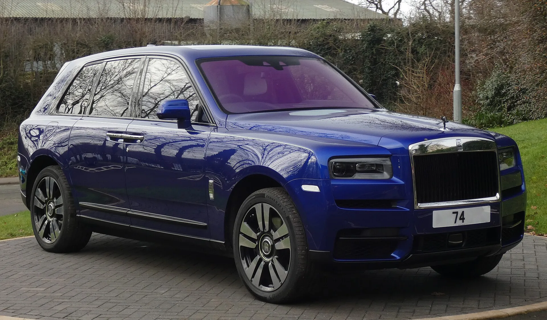 Blue Rolls-Royce Cullinan front three-quarter view