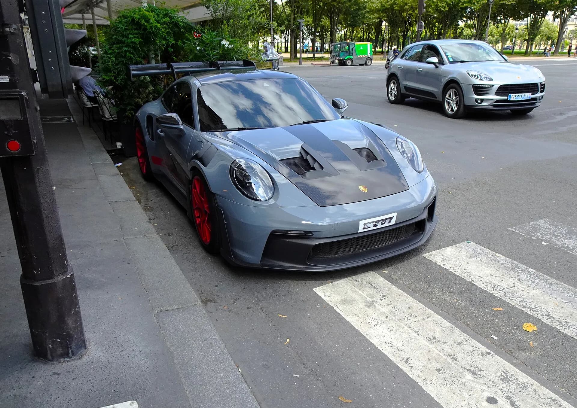 Grey Porsche 911 GT3 RS front three-quarter view