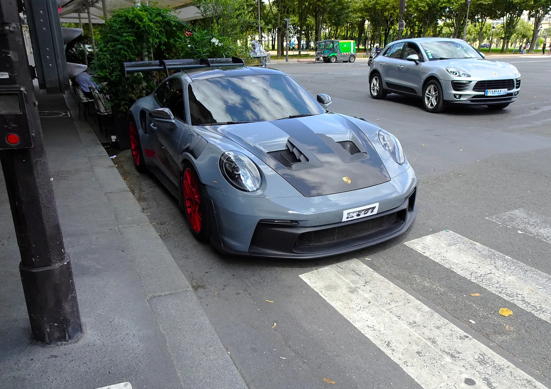 Grey Porsche 911 GT3 RS front three-quarter view